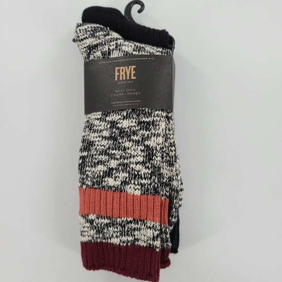 FRYE RIBBED MARLED BOOT SOCKS 2 PAIRS WOMEN